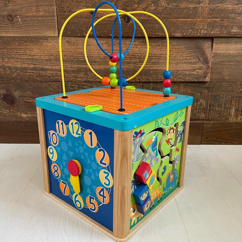 Baby Toddler Wooden Activity Cube Montessori Toy